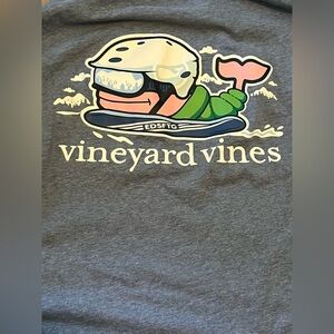 Vineyard Vines Send It Snowboard Whale Pocket Blue T-Shirt long sleeve small